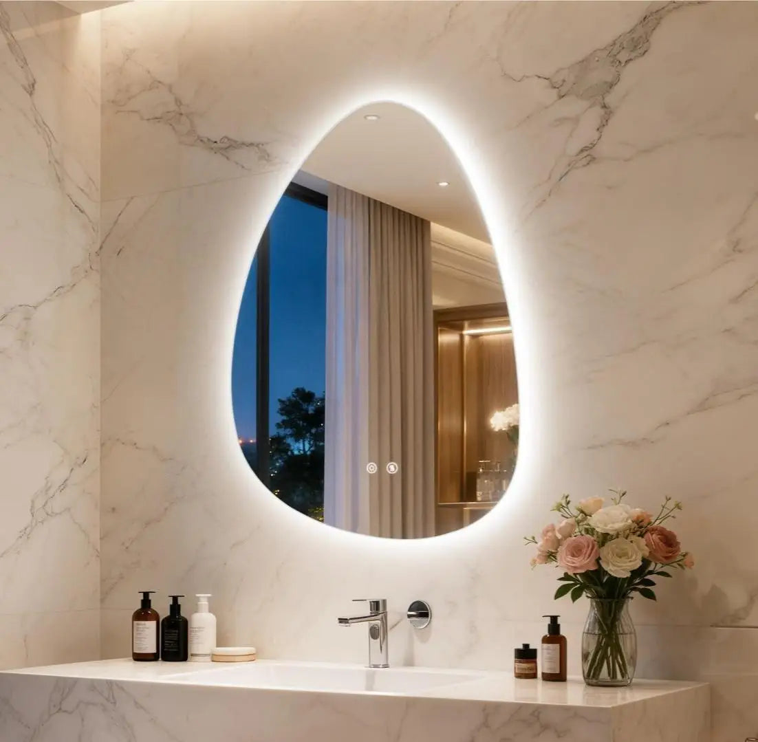 Bathroom Mirror Frameless LED Anti Fog Simple Wall Mount