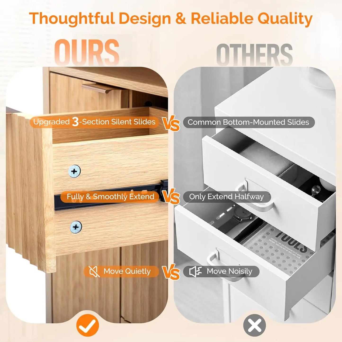 Bathroom Storage Cabinet With Fluted Doors And Drawers Engineered Wood