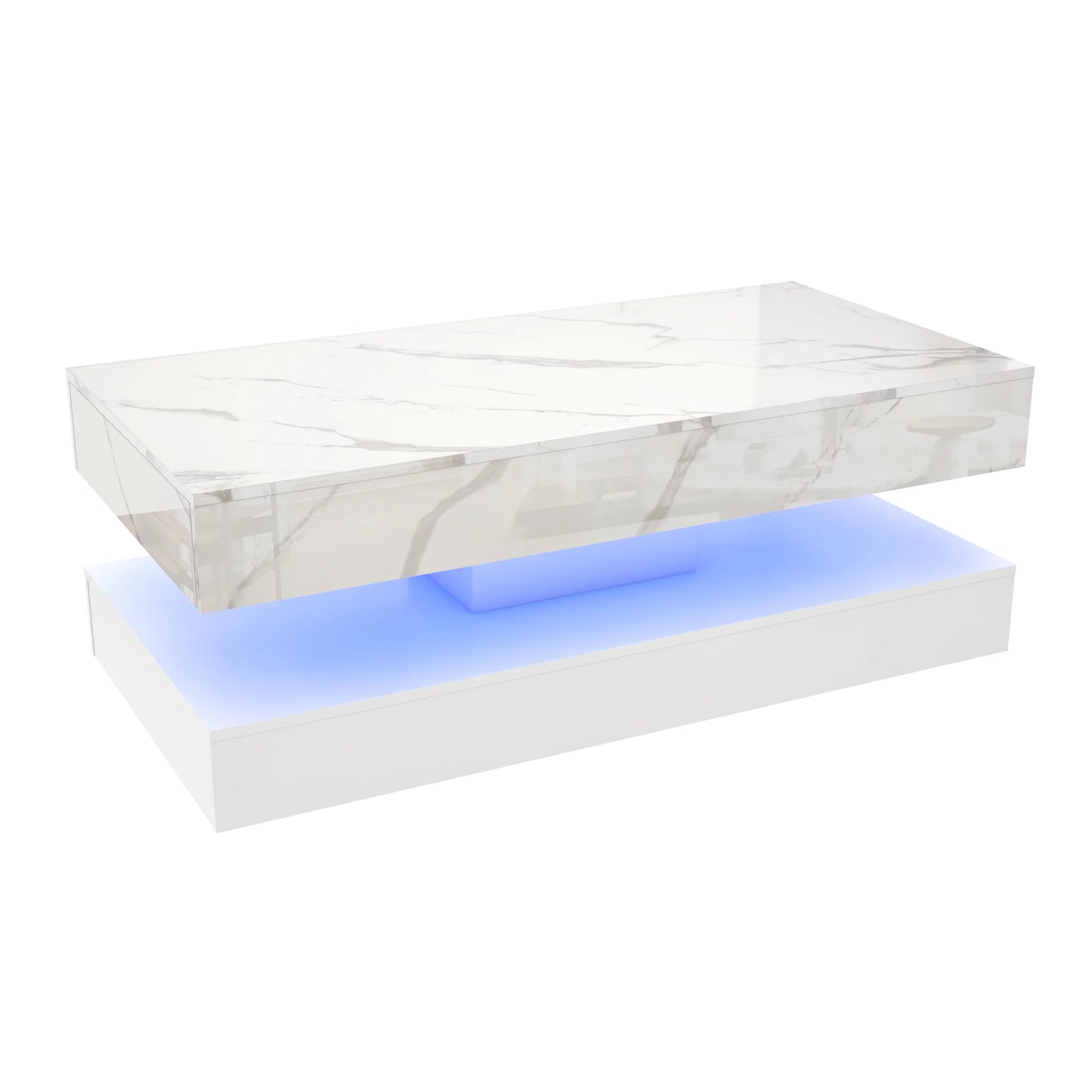 QiaoShiRen Coffee Table With LED Lights, Dual Storage Drawers