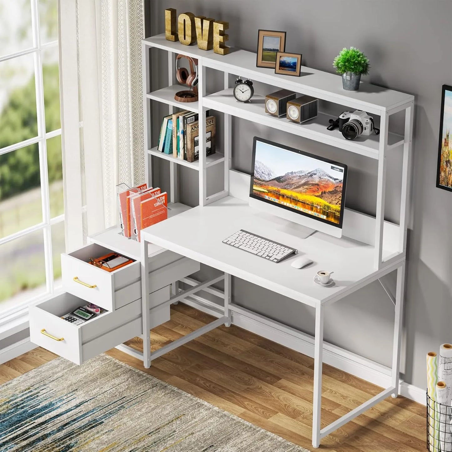 Little Tree Computer Desk Storage Shelves For Home Office
