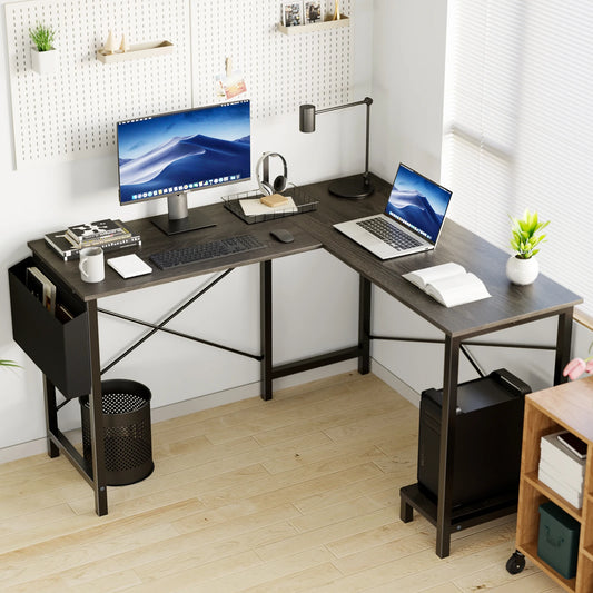 JHK Gaming Corner Desk L-Shaped With CPU Storage Shelf