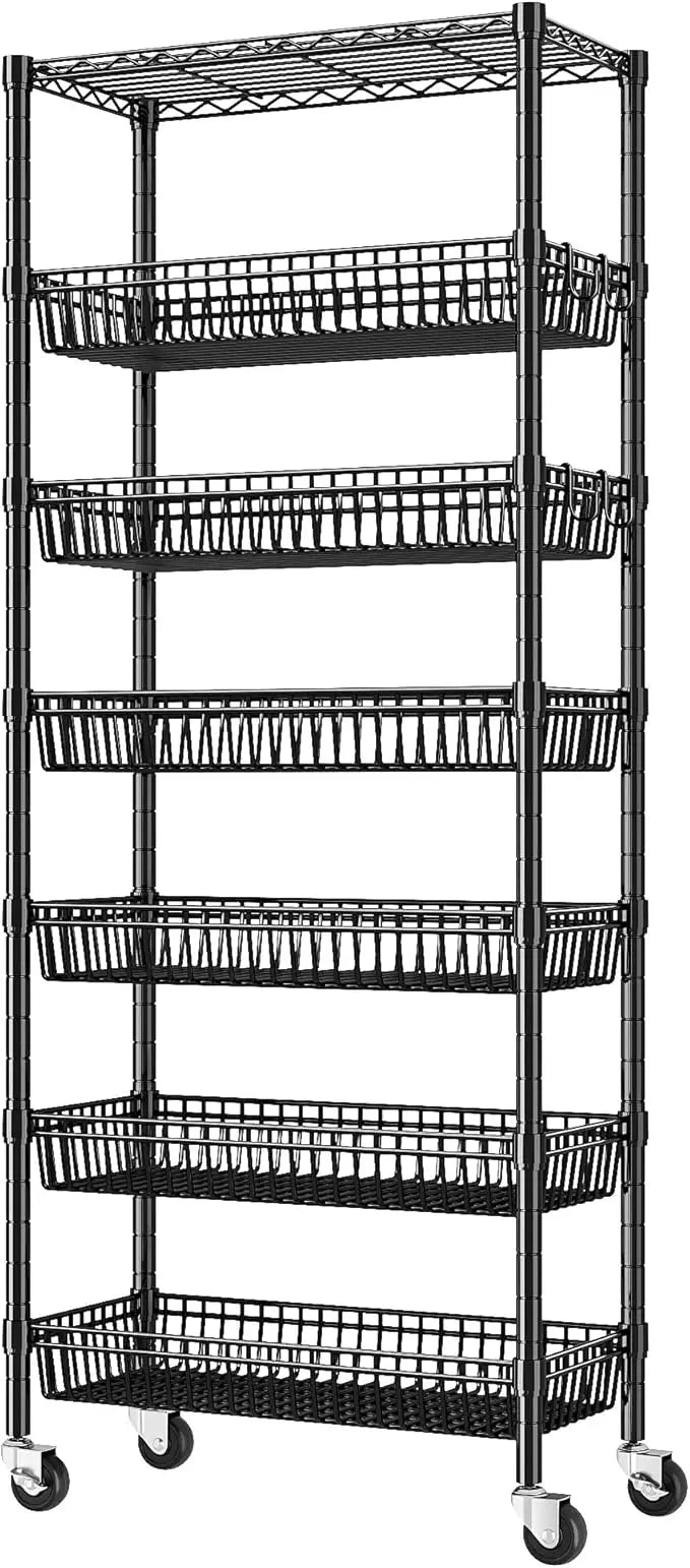 Shelving Unit Stainless Steel 7-Tier Wire With Wheels