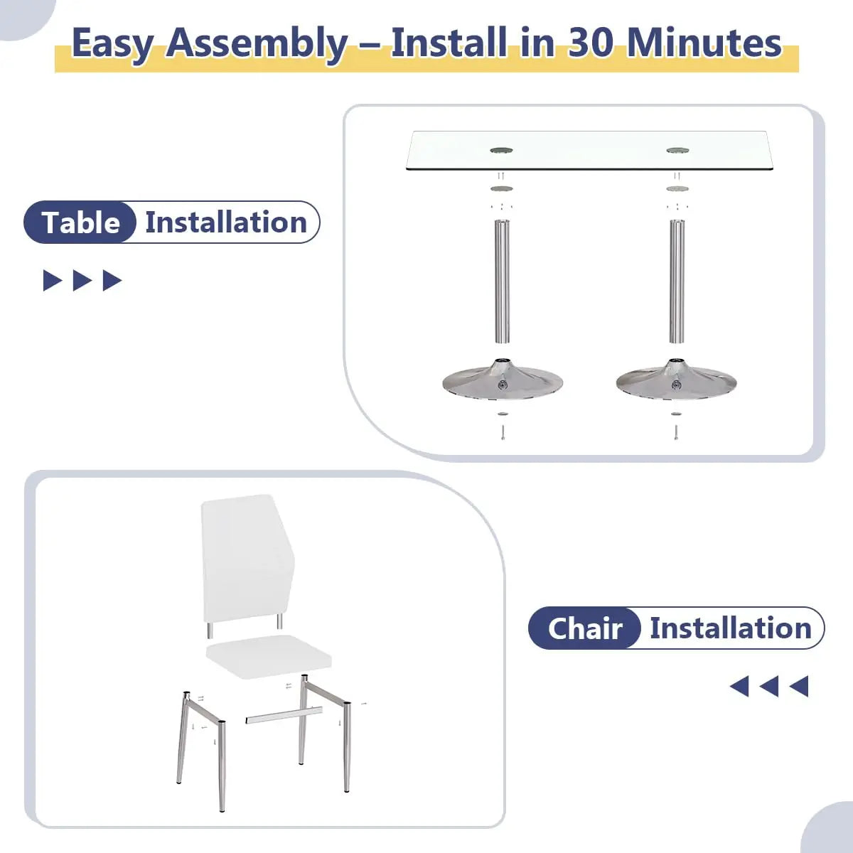 Guohe Glass Dining Table Set For Six With Tempered Top