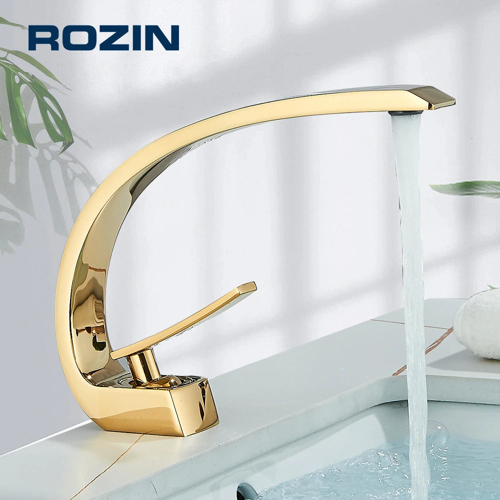 Rozin Bathroom Basin Faucet Deck Mounted Chrome Finish