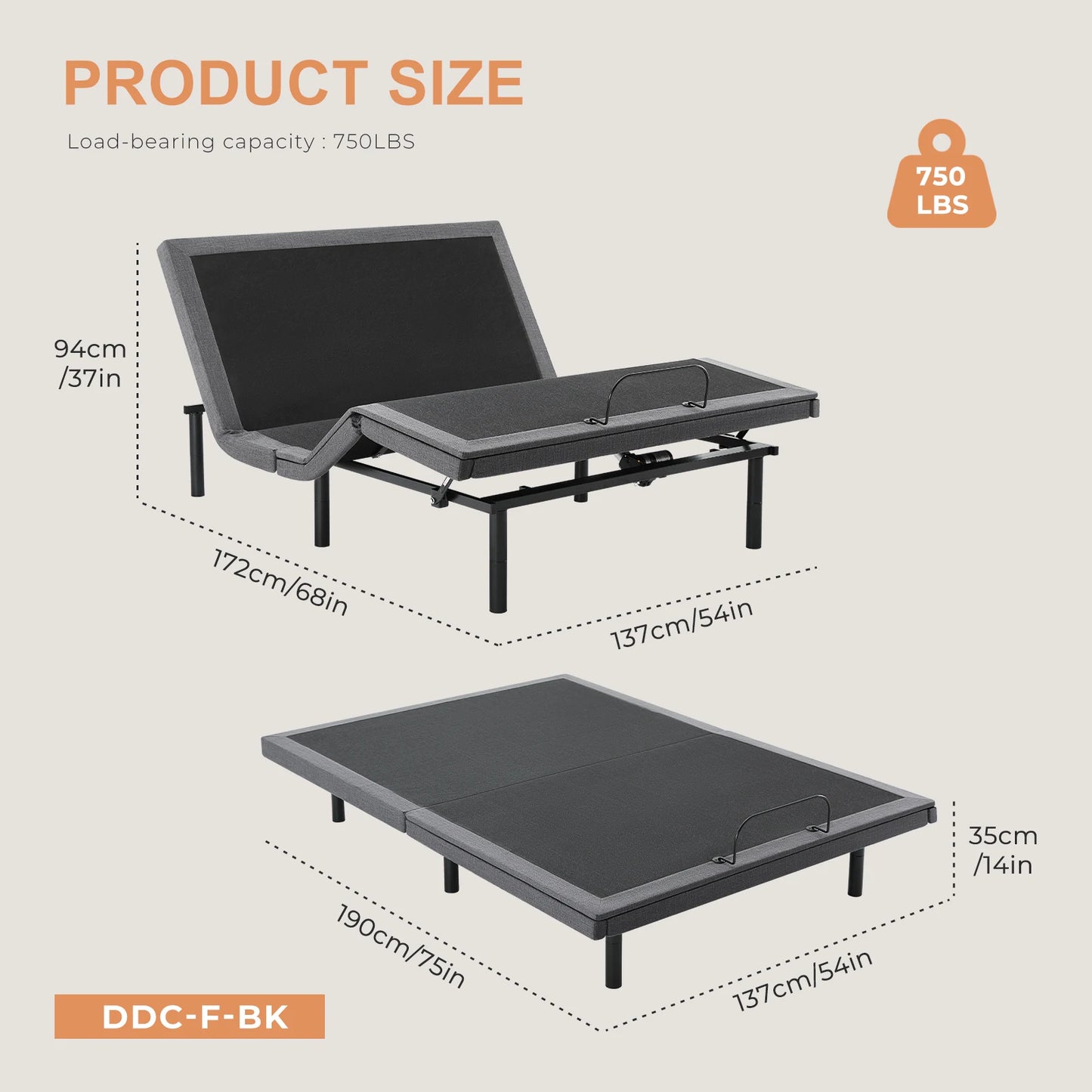 JHK Bed Frame With USB Ports For Sleep Health Comfort