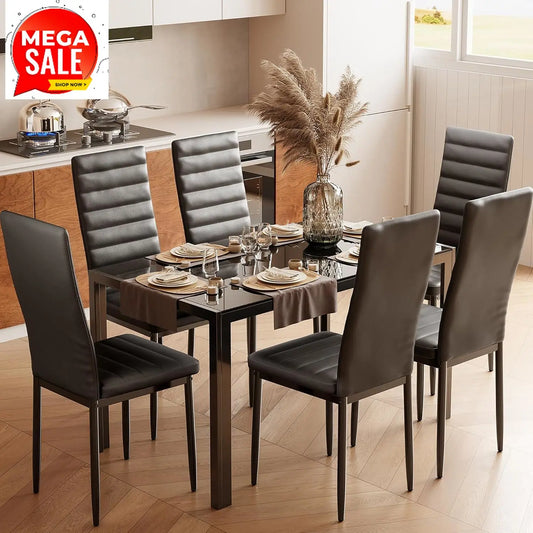 Dining Table Set Tempered Glass Modern For Home Living
