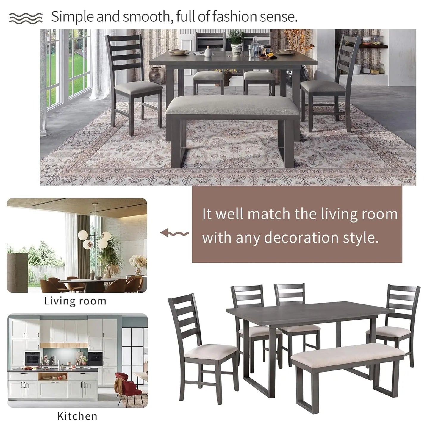 Dining Table Set With Upholstered Chairs For Everyday Family Dining
