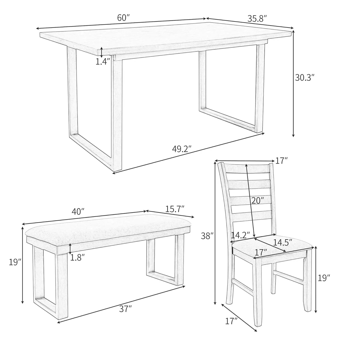 Dining Table Set With Upholstered Chairs For Everyday Family Dining