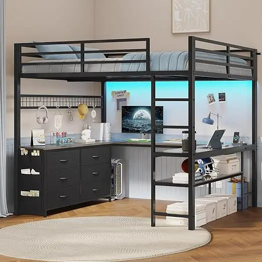 XMSJ Loft Bed With U-Shaped Desk for Small Spaces Premium