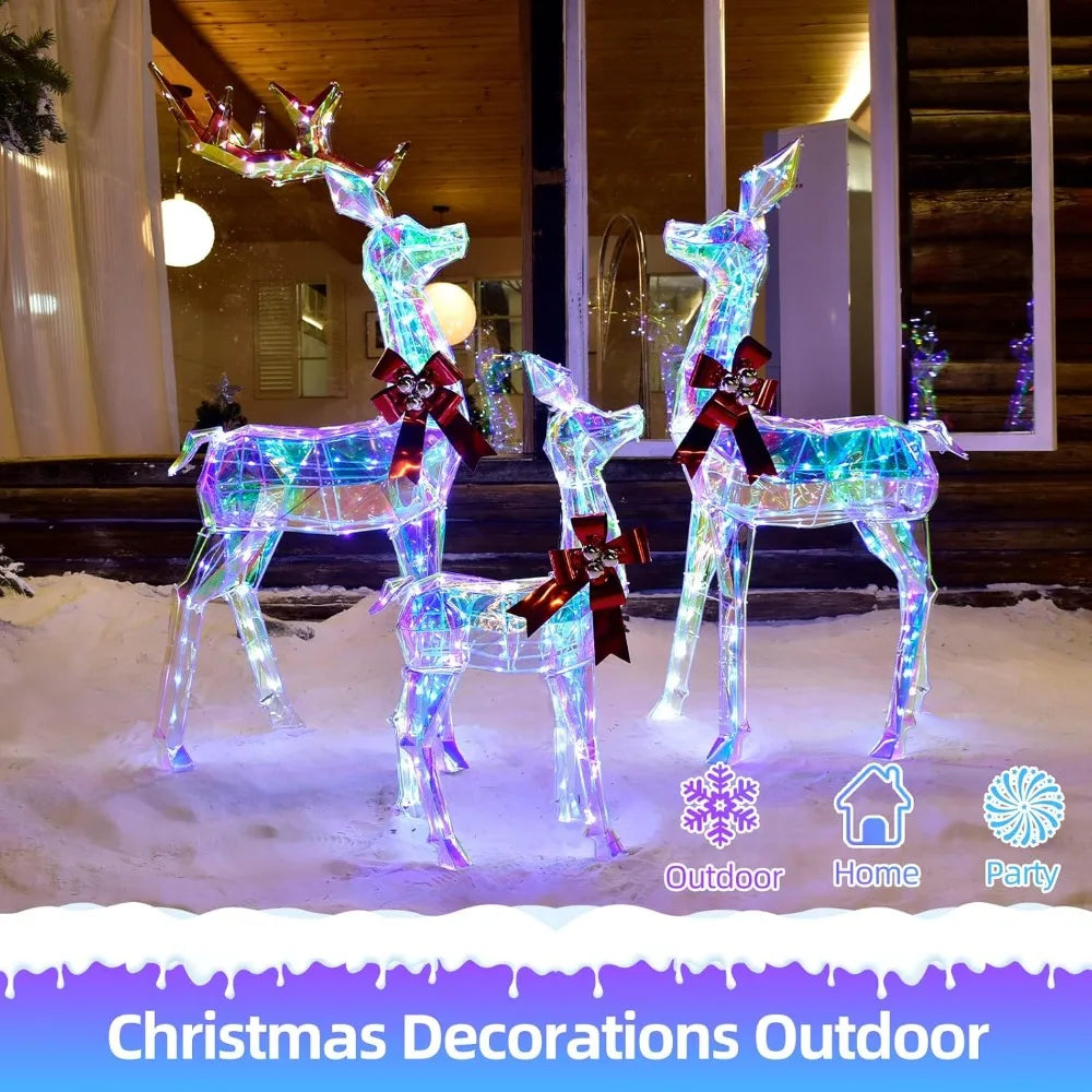 XMSJ Outdoor Christmas Reindeer Family 3-Piece Lighted Set