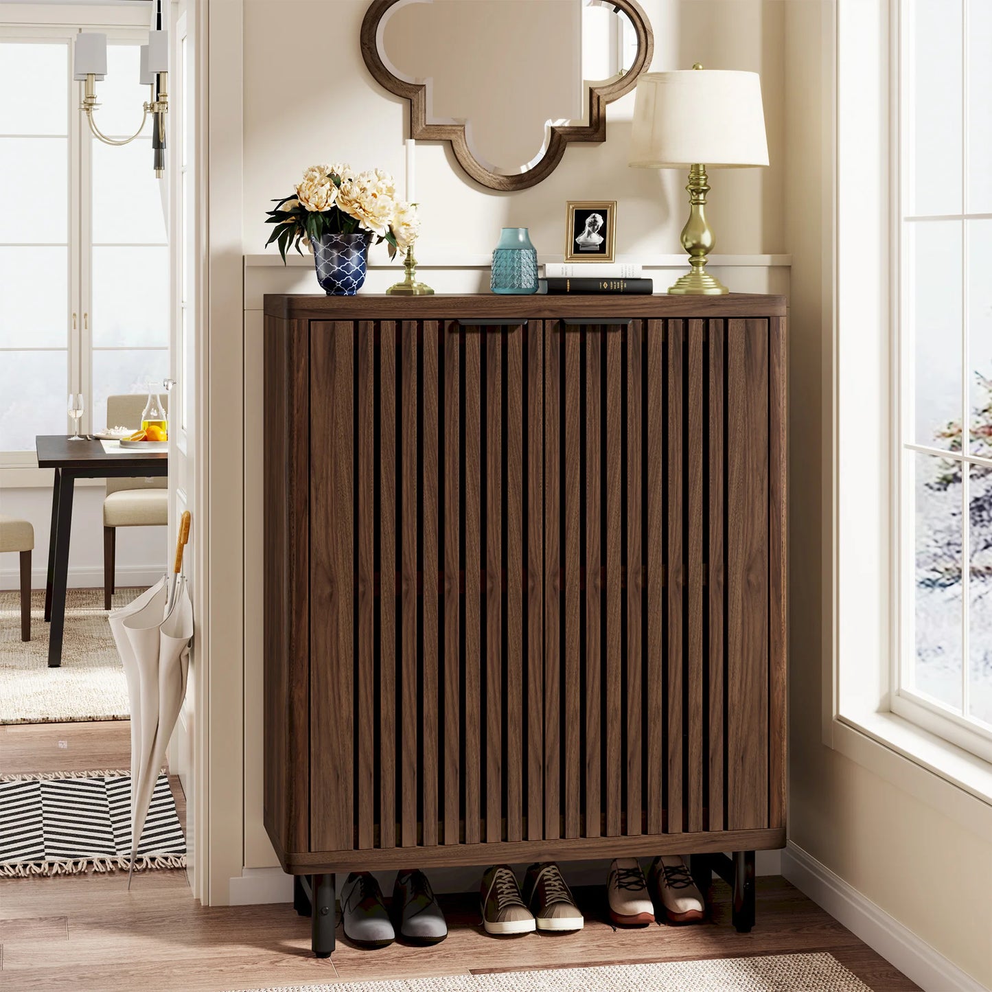 Tribesigns 6-Tier Shoe Cabinet With Louvered Doors And Adjustable Shelves