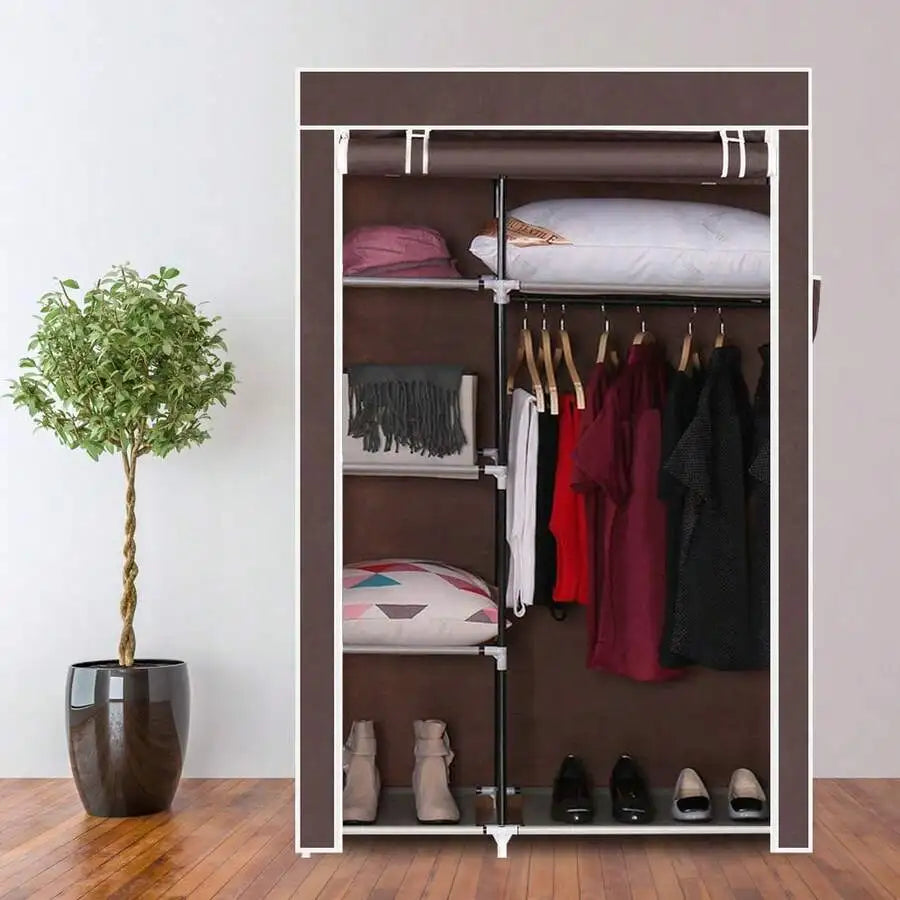 Wardrobe Portable Freestanding With Non-Woven Fabric Shelving