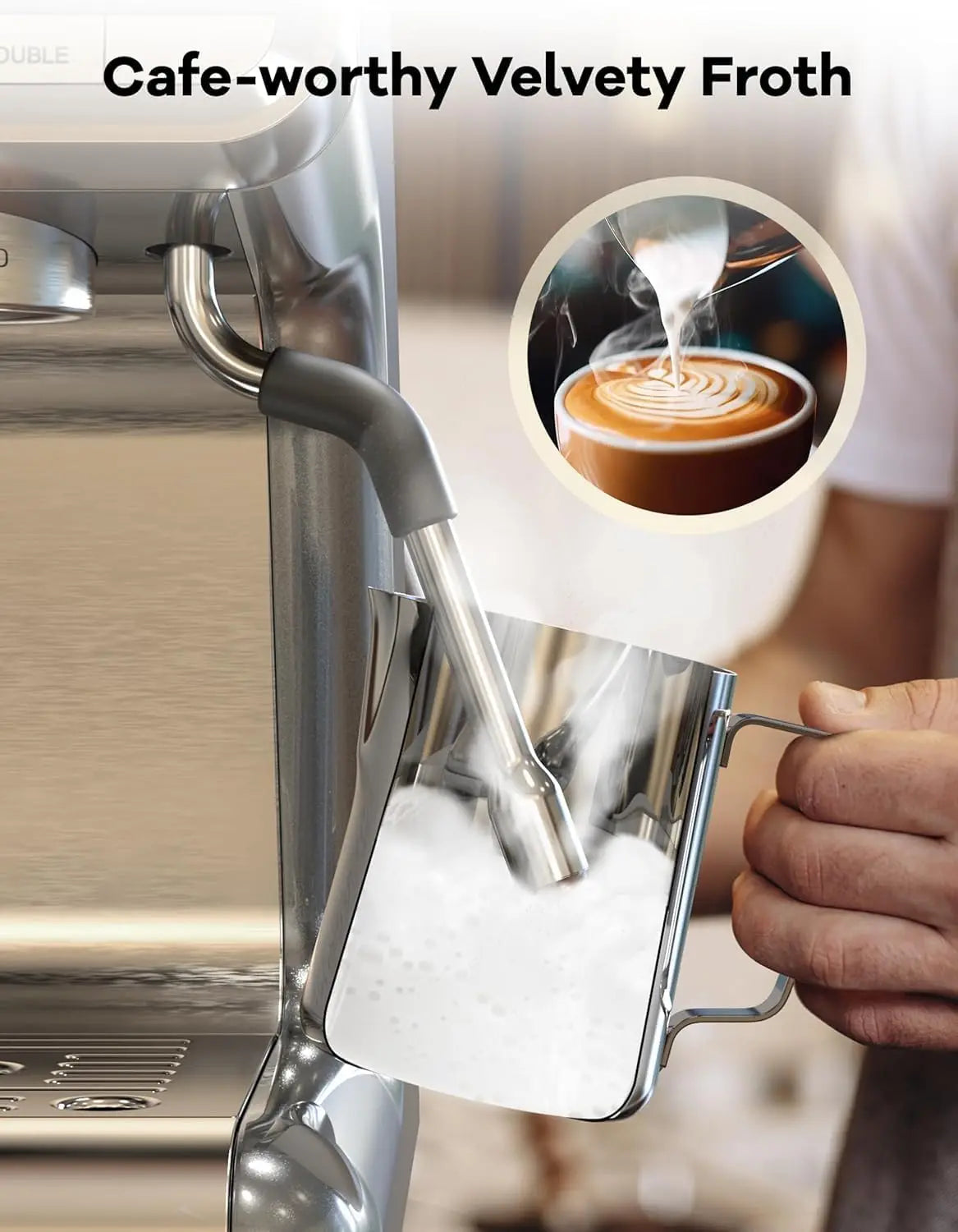 Acekool Espresso Machine With Grinder, 20 Bar Pressure