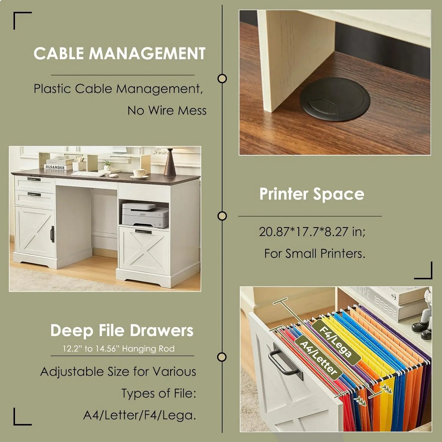MOYU Executive Desk Lift Top File Storage Charging Station