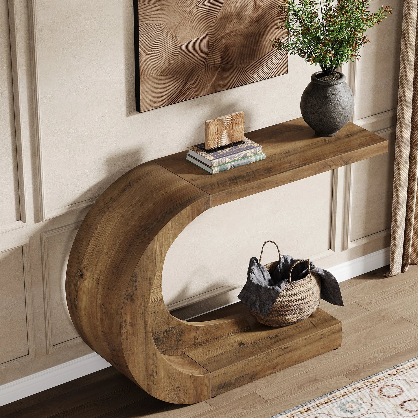 Tribesigns Console Table Mid-Century Modern Wood Storage