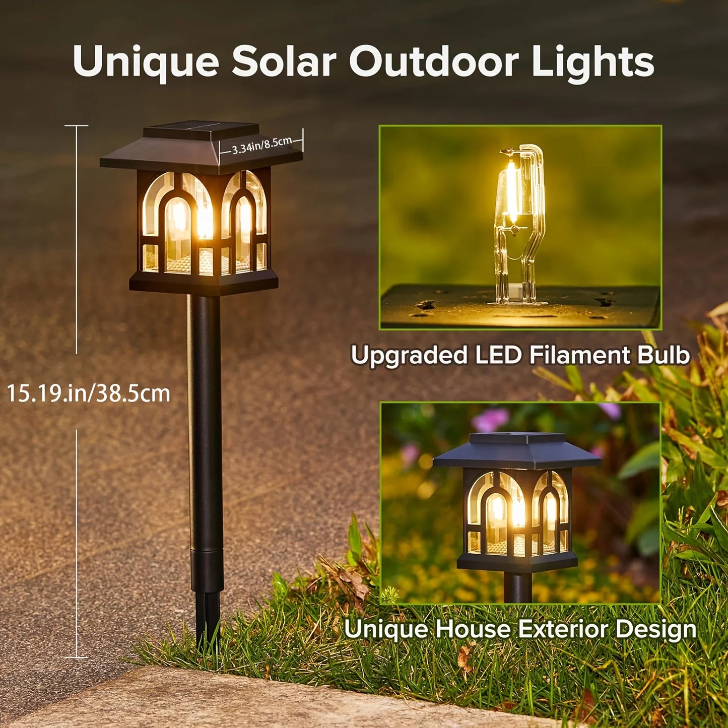 Solar Pathway Lights Auto On Off Outdoor Yard Landscape