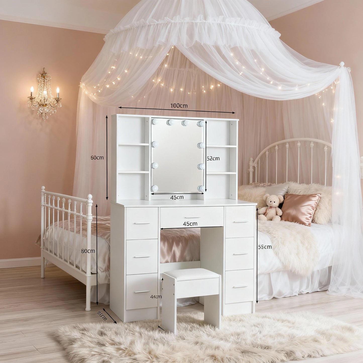 Dressing Table With LED Mirror