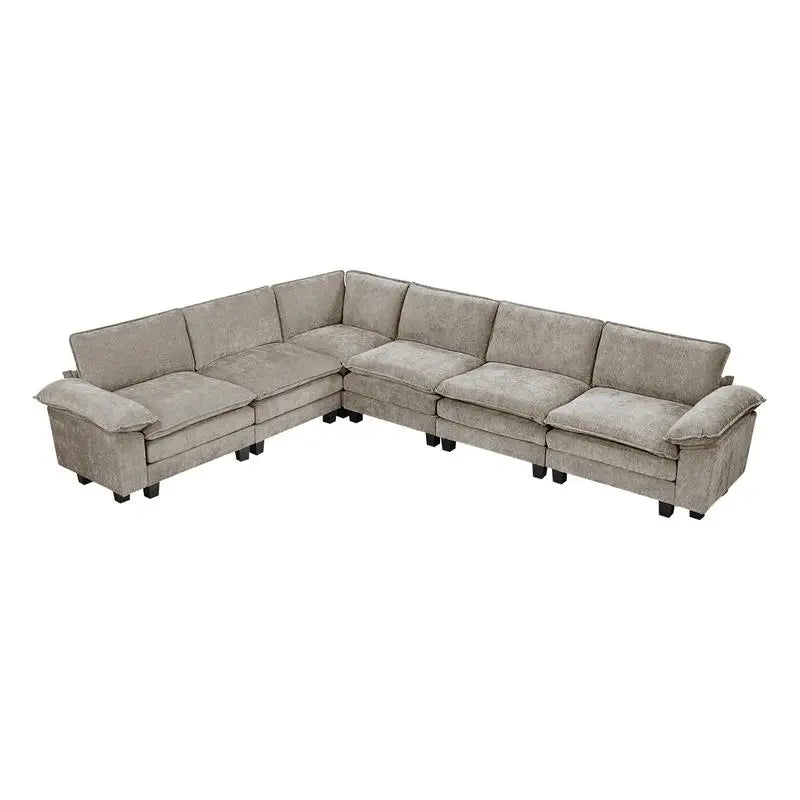 Modular Sectional Sofa Set With Plush Chenille Upholstery