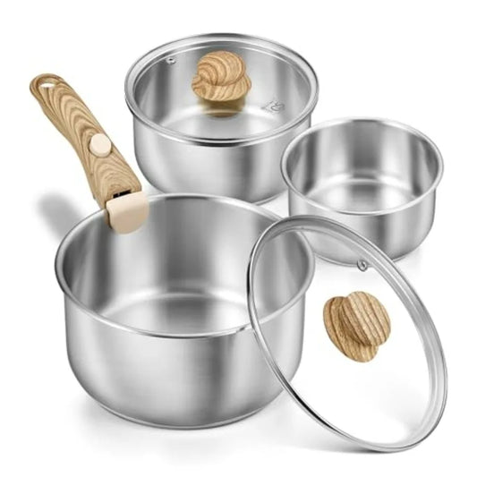 Saucepan Set Stainless Steel Tri Ply With Removable Handles