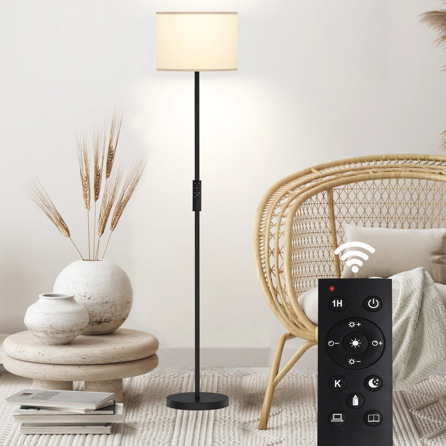 Floor Lamp With Remote Control Dimmable Bulb Included