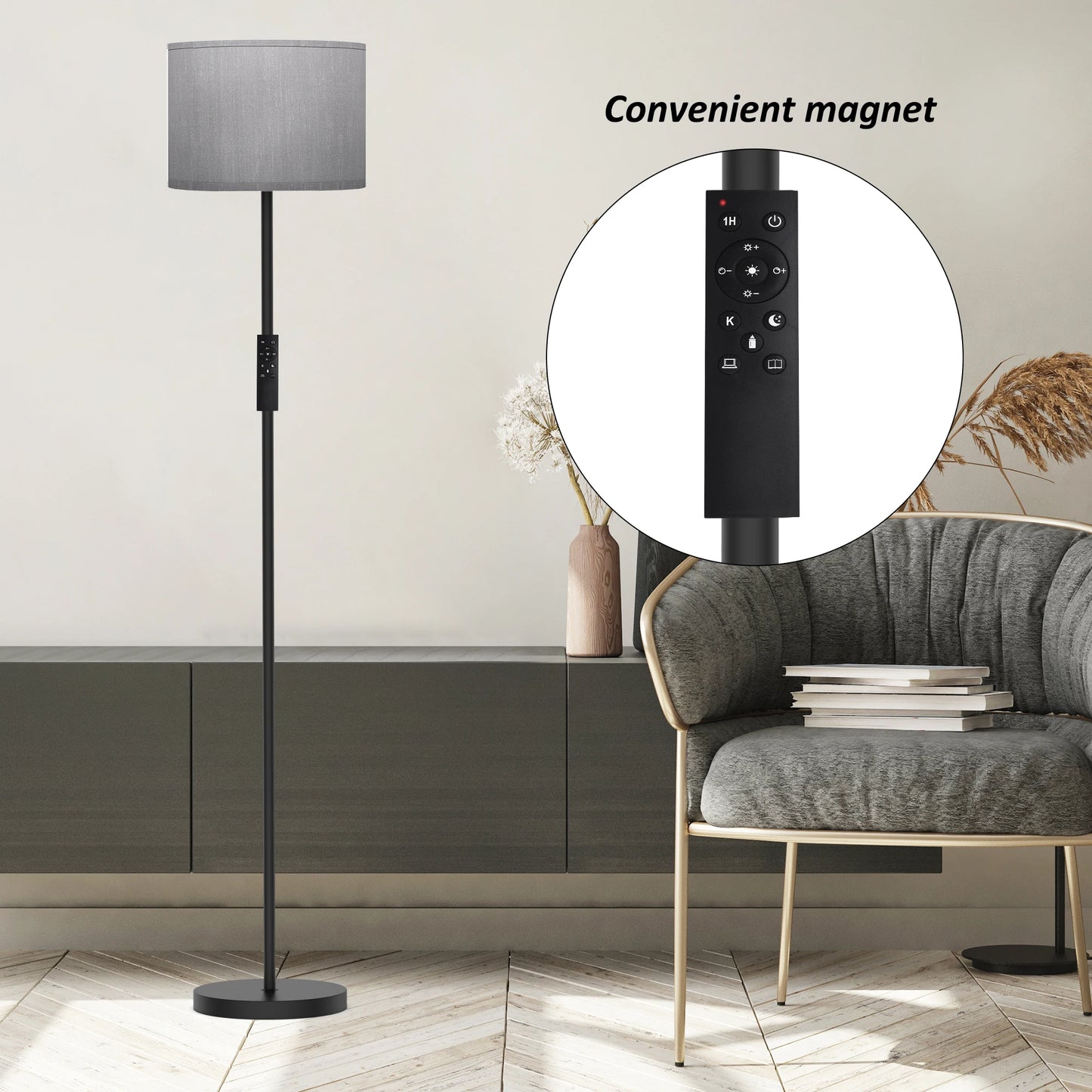 Floor Lamp With Remote Control Dimmable Bulb Included