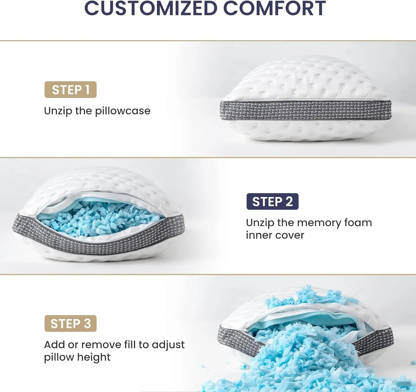 BedStory Pillow Cooling Gel Memory Foam, Medium Firm CertiPUR-US