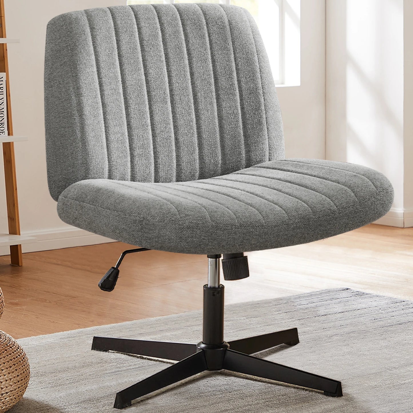 JHK Armless Rocking Office Chair With Fabric Upholstery