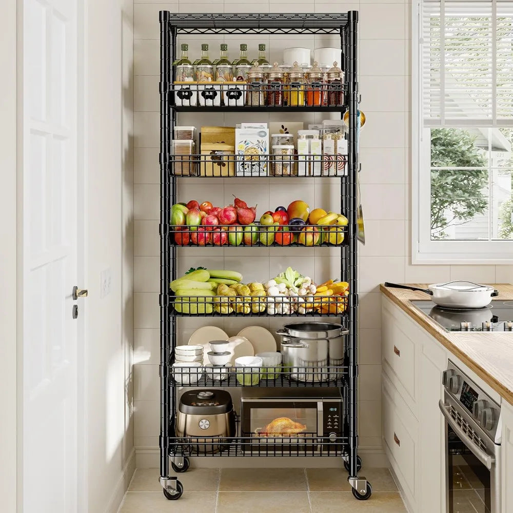 Shelving Unit Stainless Steel 7-Tier Wire With Wheels