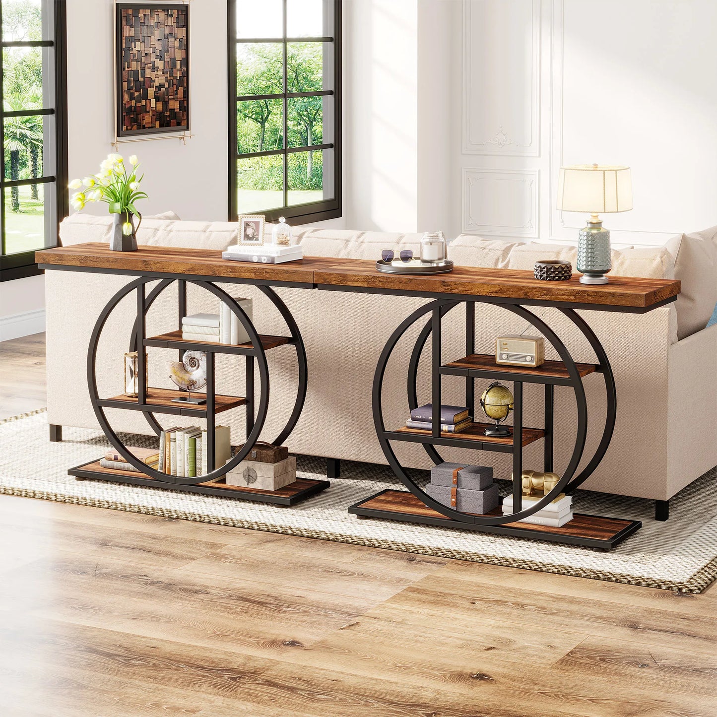 Tribesigns Console Table 4-Tier Industrial Storage Shelf