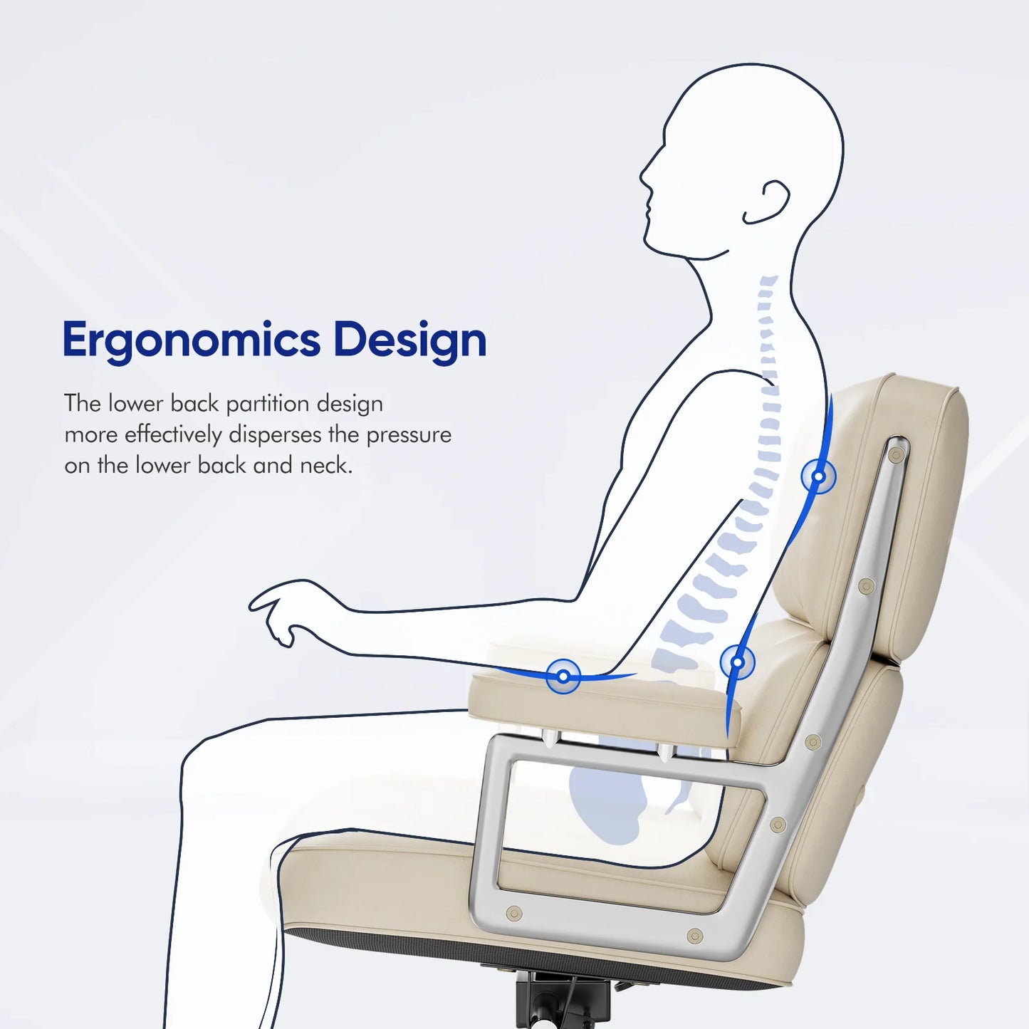 Furgle Office Chair With Genuine Leather And Aluminum Arms