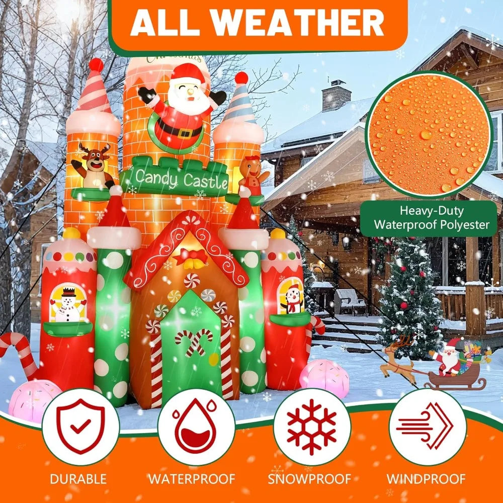 XMSJ Inflatable Candy Castle With LED Lights Outdoor Display