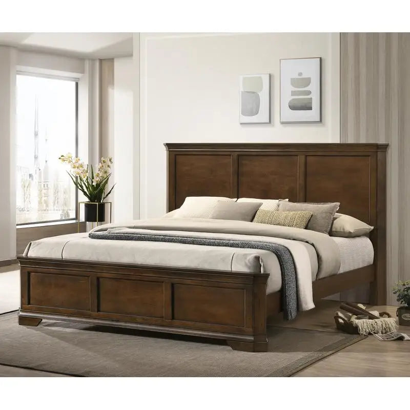 Bedroom Set Traditional 3-Piece Wood Panel Bed With Nightstands