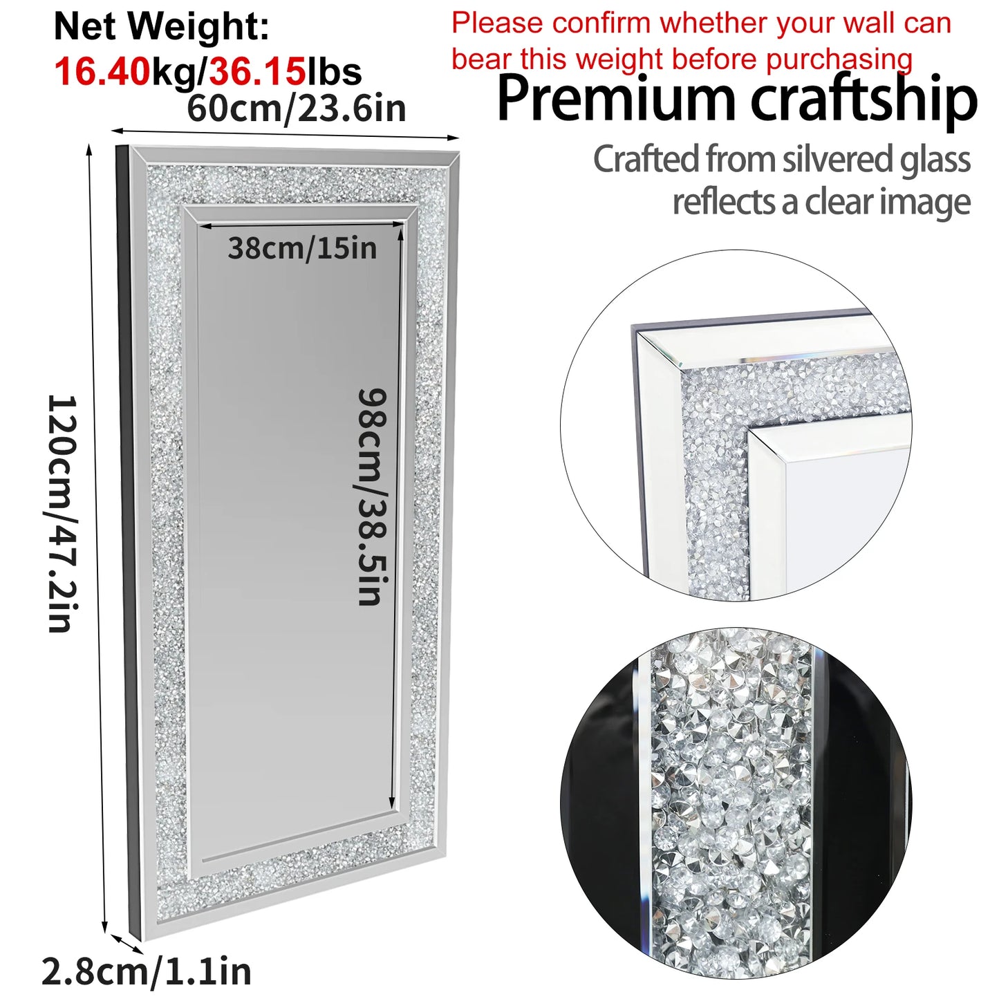 Wall Mirror Diamond Pattern