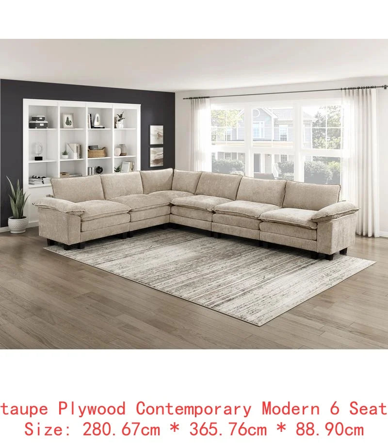Modular Sectional Sofa Set With Plush Chenille Upholstery