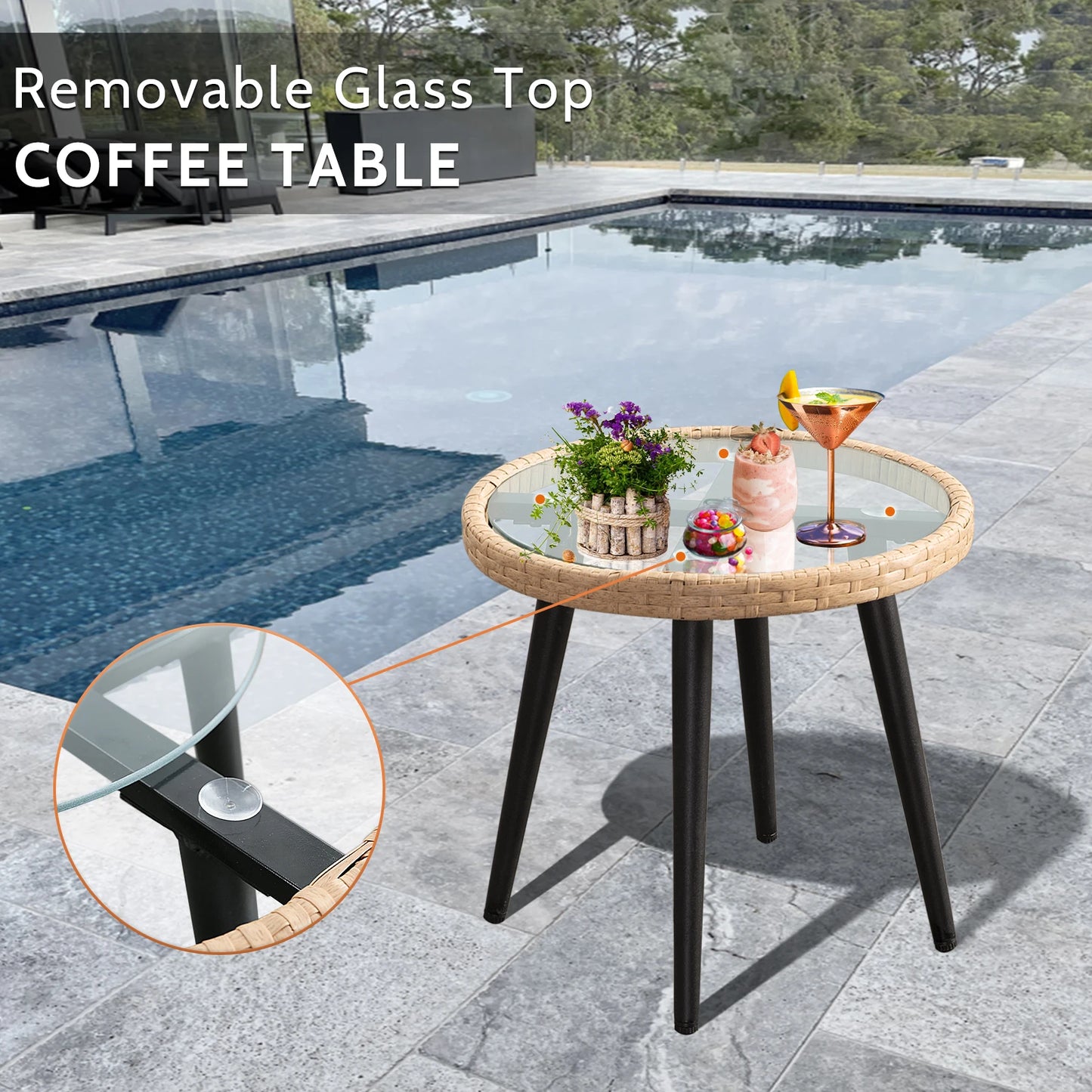 Patio Furniture Set Outdoor Wicker Chairs With Cushions And Table