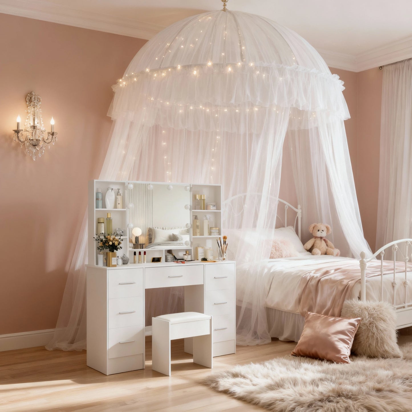 Dressing Table With LED Mirror